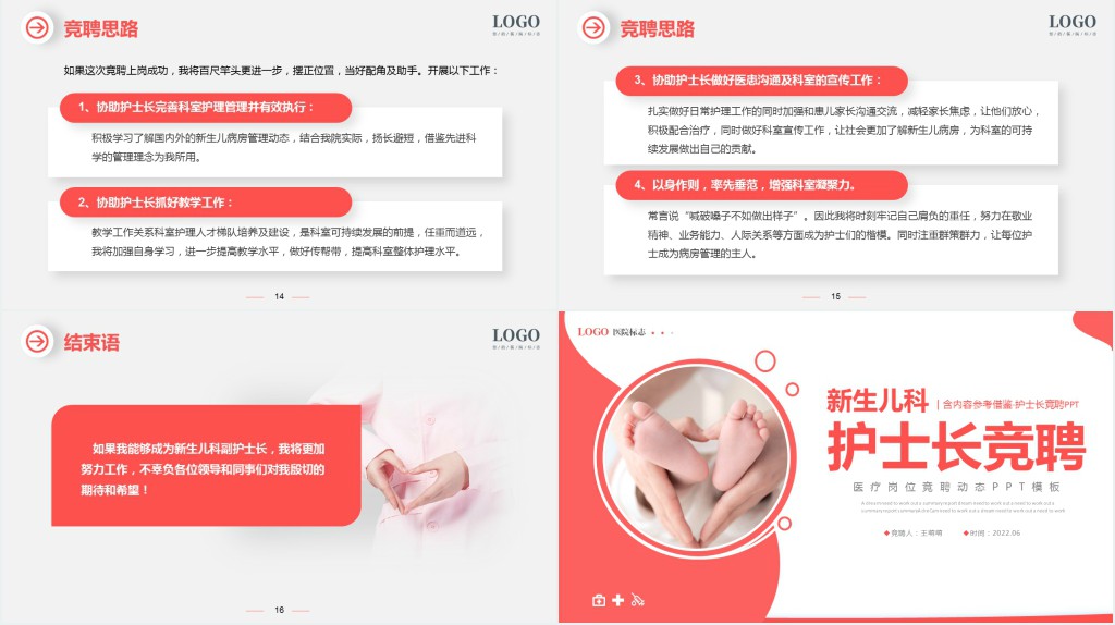 竞聘新生儿科副护士长PPT模板 竞聘新生儿科副护士长PPT模板