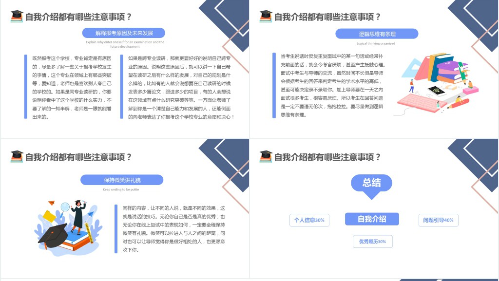 考研复试经验分享PPT蓝色卡通风考研经验分享会课件模板