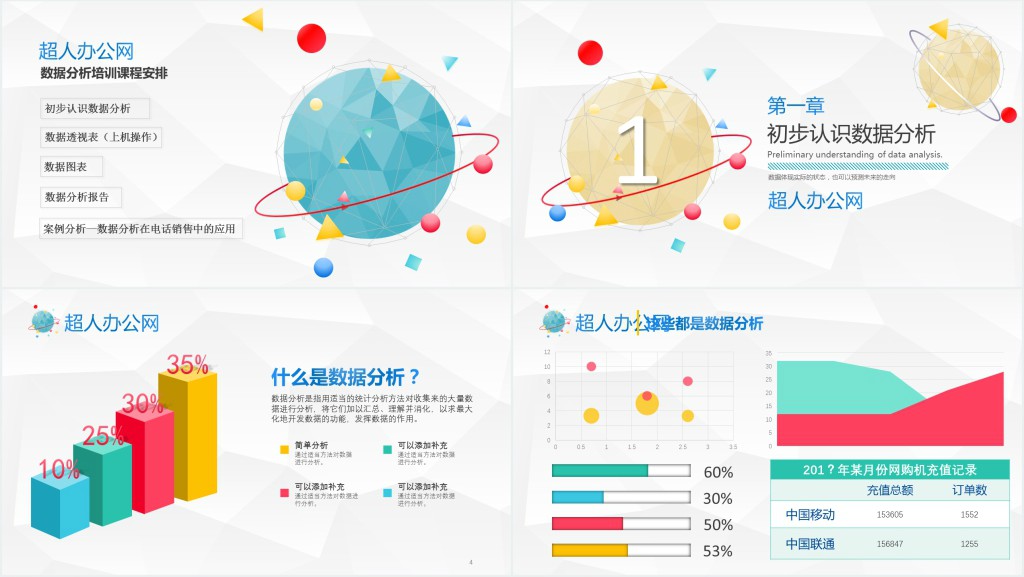 简约科技数据风数据分析师培训PPT模板