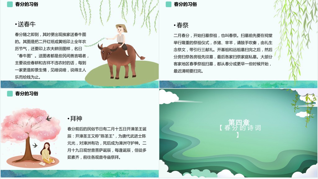 介绍春分节气讲解讲稿PPT模板