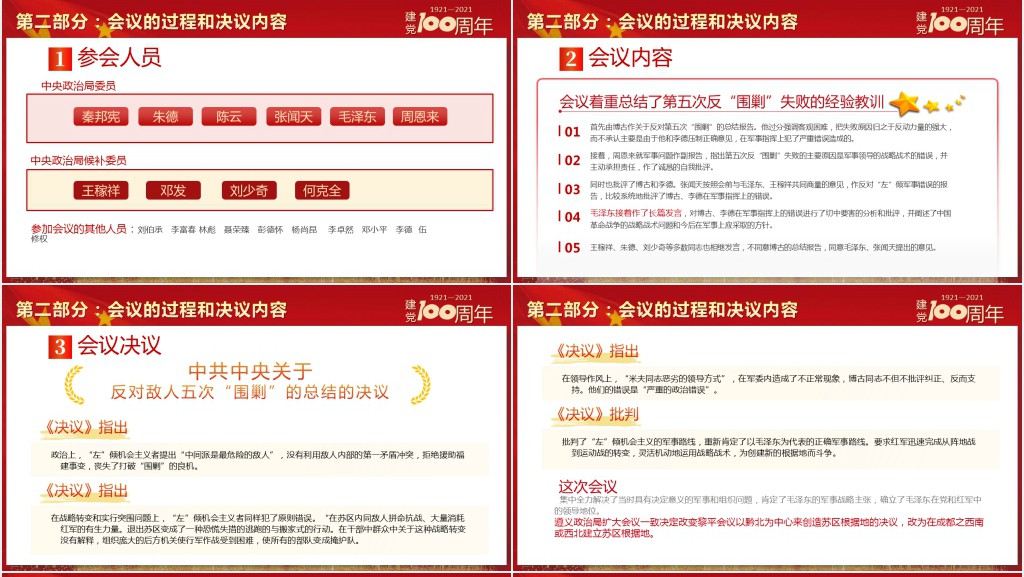 党史学习遵义会议PPT党课 党史学习遵义会议PPT党课