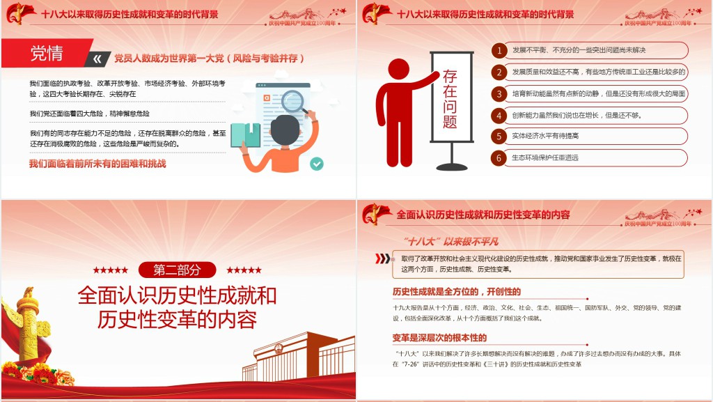 党的十八大以来的历史性成就和变革PPT党课 党的十八大以来的历史性成就和变革PPT党课