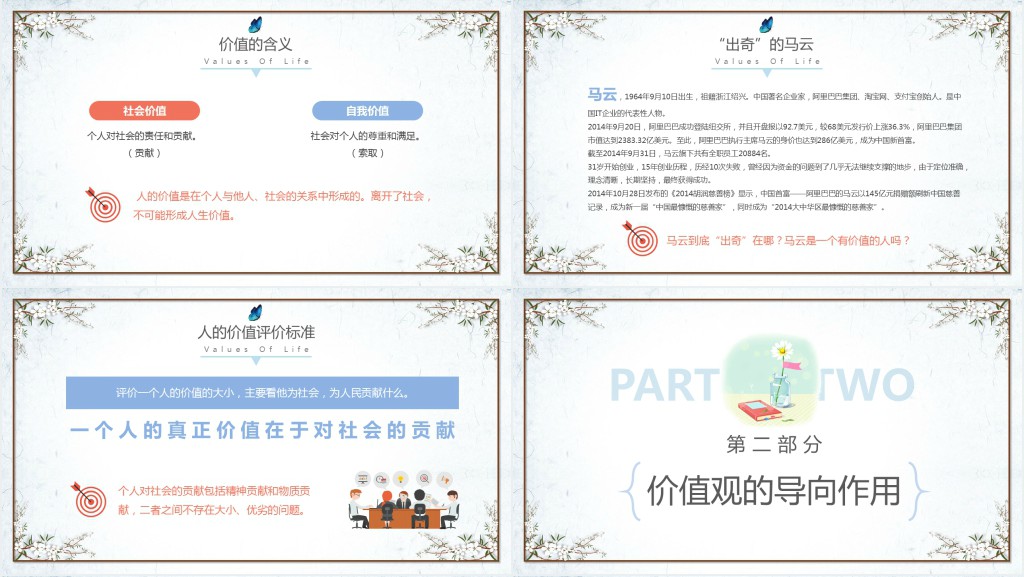 简约清新人生价值观校园教师课件PPT模板