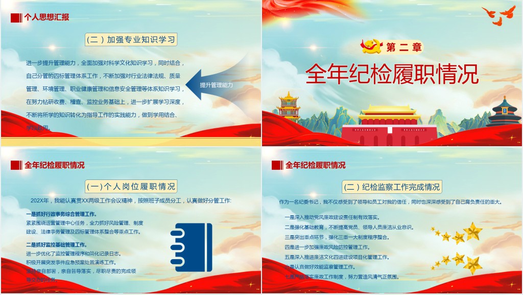 党政风纪委书记述职报告PPT模板