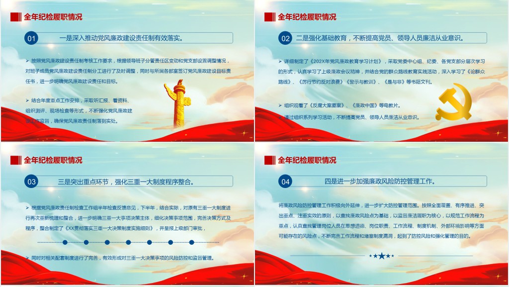 党政风纪委书记述职报告PPT模板