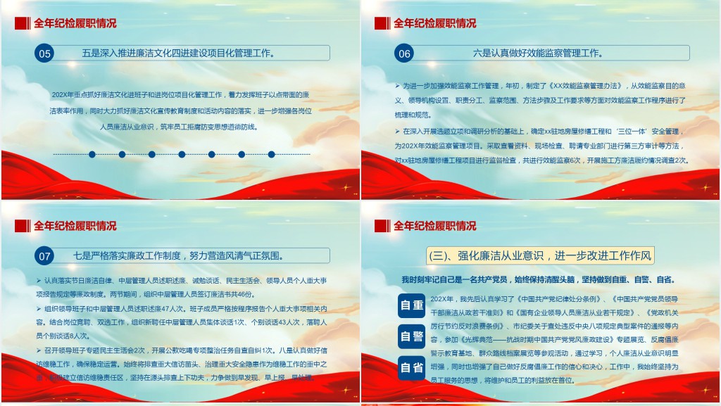 党政风纪委书记述职报告PPT模板