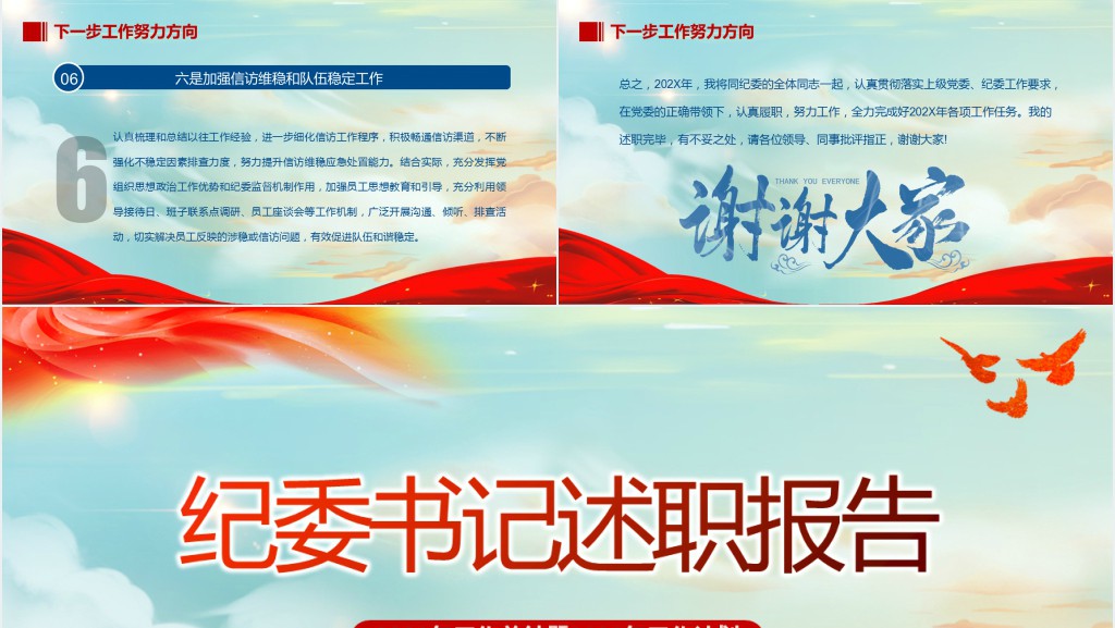 党政风纪委书记述职报告PPT模板