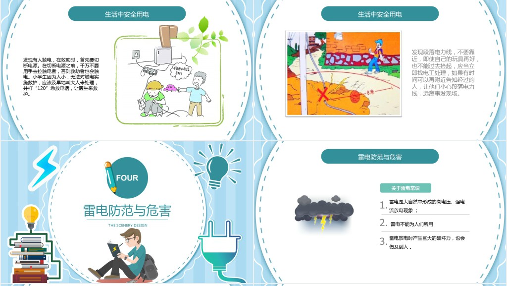 用电安全主题班会小学安全教育PPT模板
