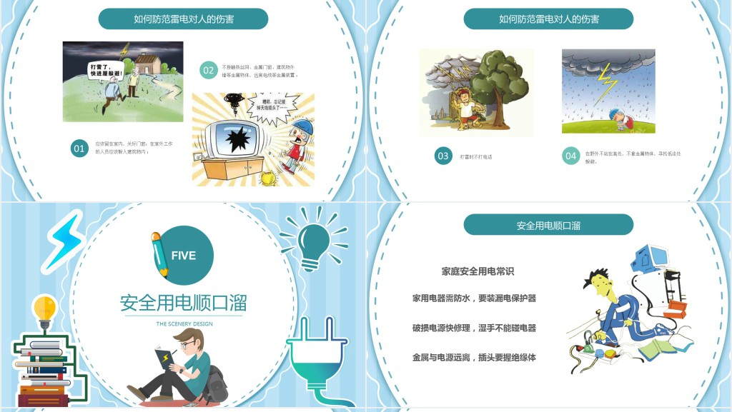 用电安全主题班会小学安全教育PPT模板