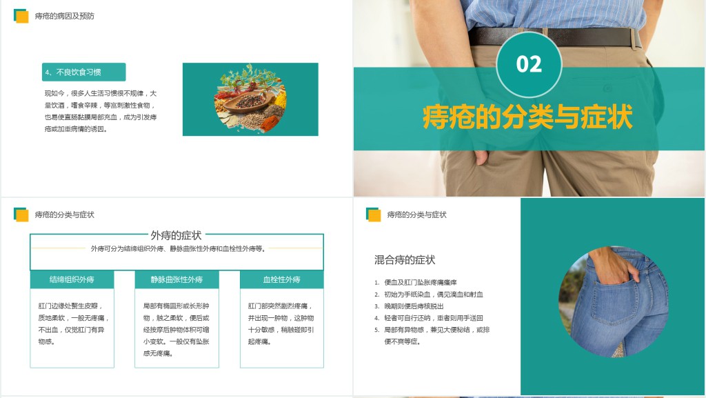 痔疮病的日常预防与护理PPT模板 痔疮病的日常预防与护理PPT模板
