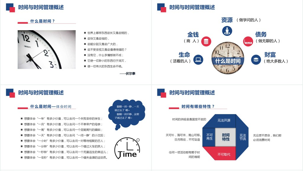 框架完整商务风企业员工团队时间管理技能培训课件PPT模板