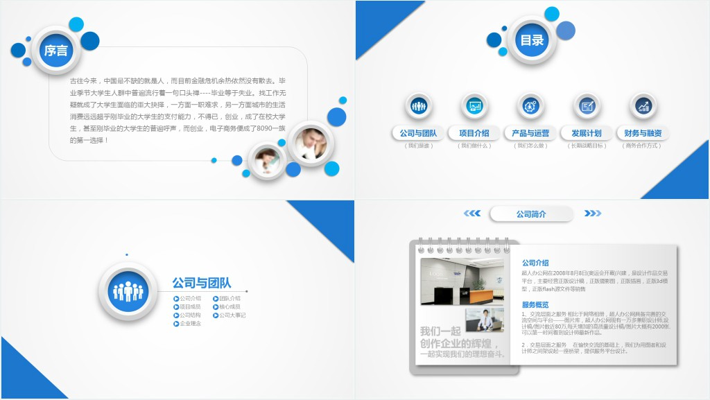 简洁实用商业计划书PPT模板幻灯片