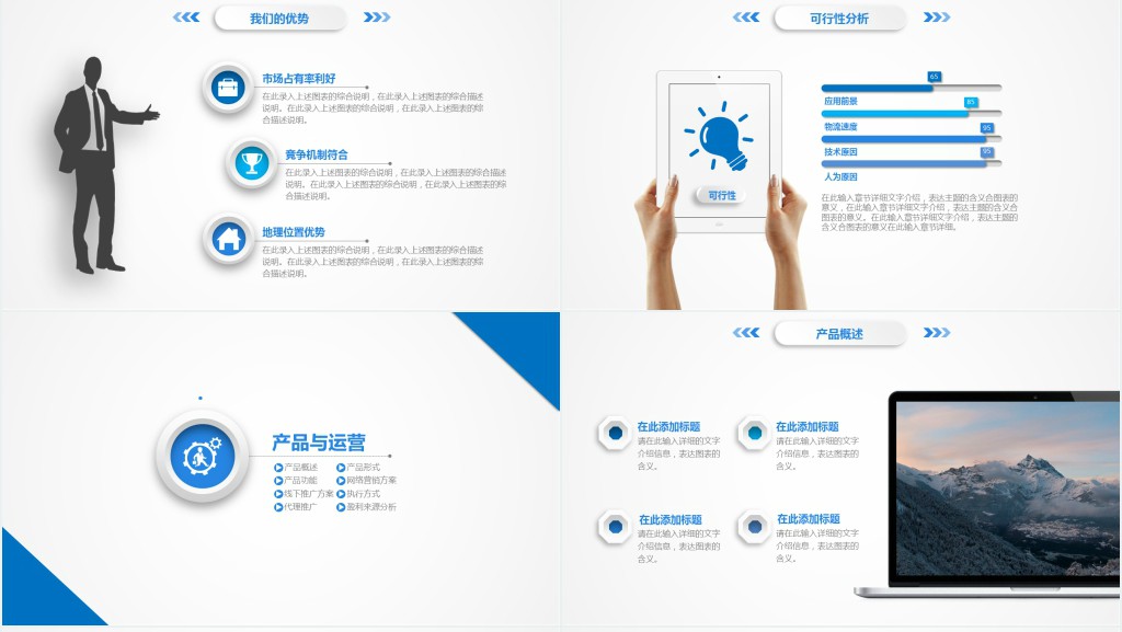 简洁实用商业计划书PPT模板幻灯片