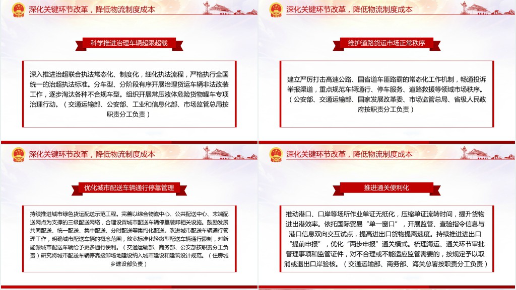 关于进一步降低物流成本的实施意见PPT党课 关于进一步降低物流成本的实施意见PPT党课