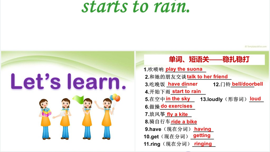 He is riding his bike but it is starting to rain英语PPT课件 He is riding his bike but it is starting to rain英语PPT课件