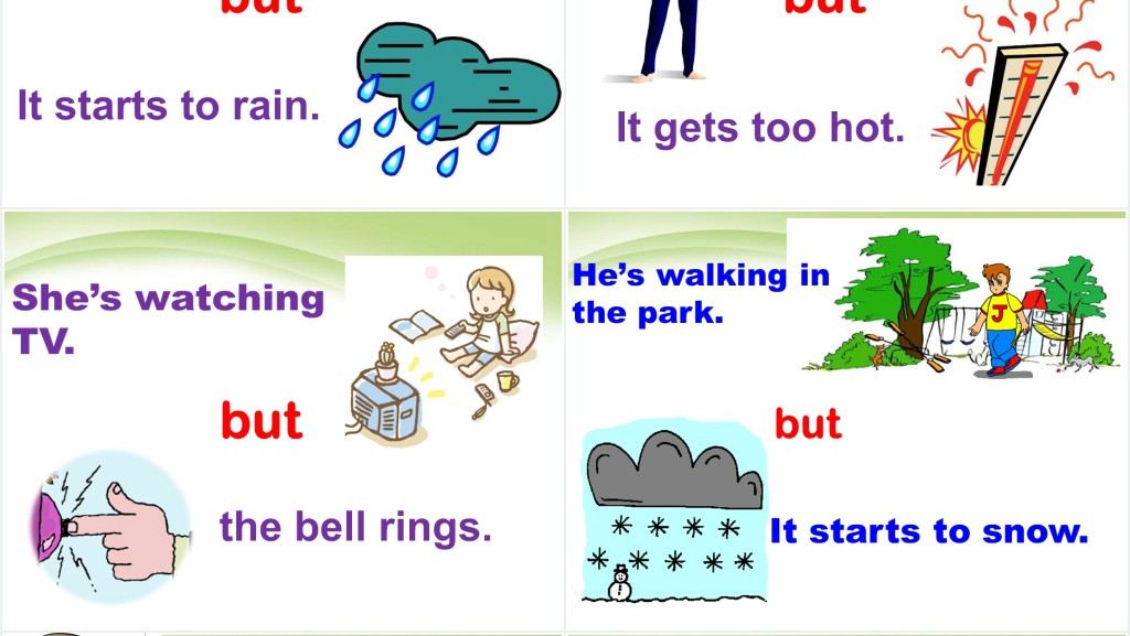 He is riding his bike but it is starting to rain英语PPT课件 He is riding his bike but it is starting to rain英语PPT课件