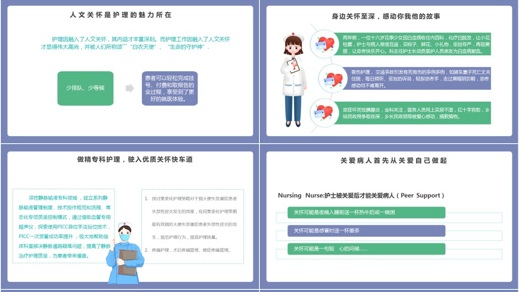 护理人文关怀与优质护理主题PPT模板 护理人文关怀与优质护理主题PPT模板
