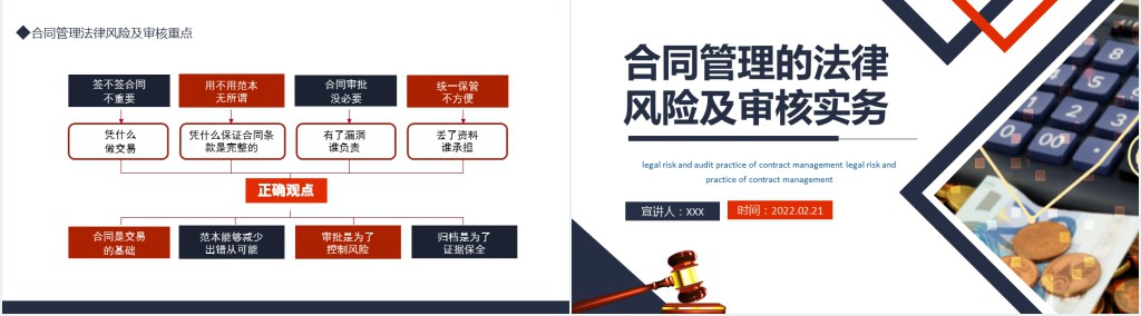 合同管理的法律风险及审核实务PPT简约风风险管理培训专题课件模板