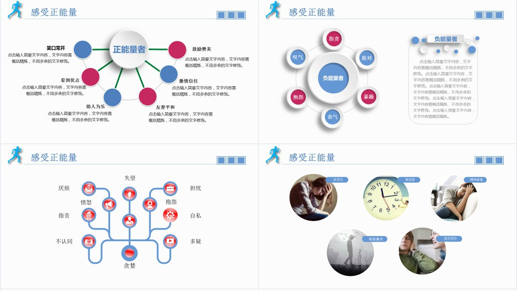 蓝色微粒体商务简洁唤醒正能量员工培训PPT模版