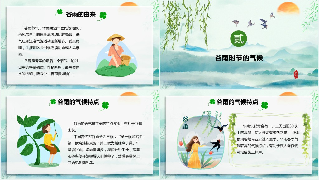 谷雨的气候特点谷雨的风俗PPT模板 谷雨的气候特点谷雨的风俗PPT模板