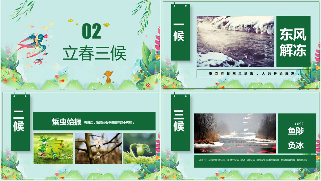 卡通风二十四节气立春的由来及习俗PPT模板 卡通风二十四节气立春的由来及习俗PPT模板