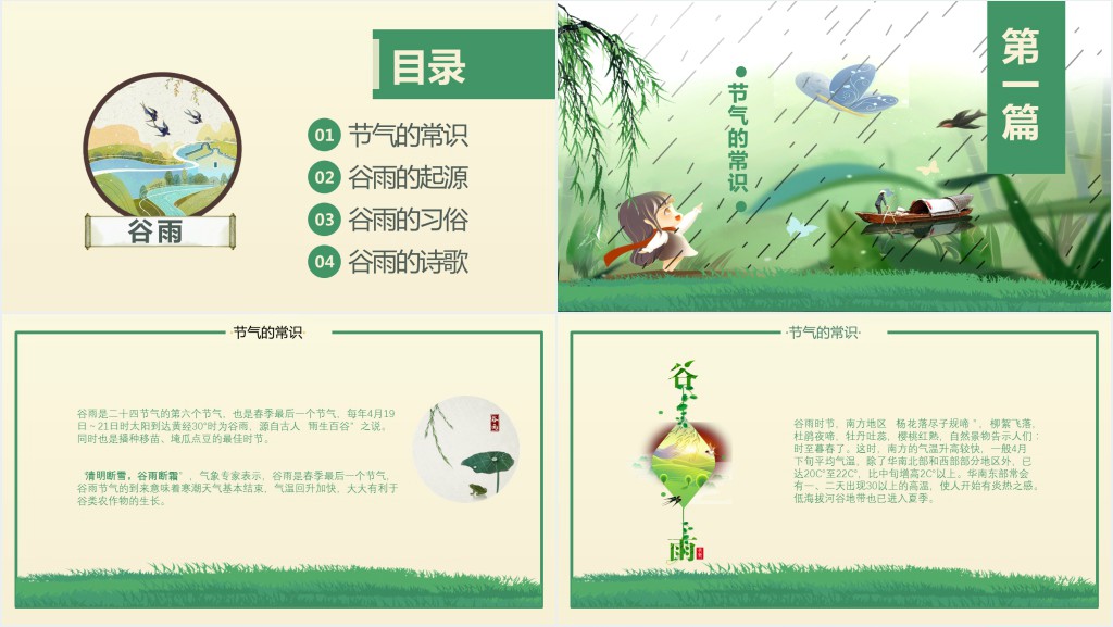 谷雨节气的常识知识PPT模板