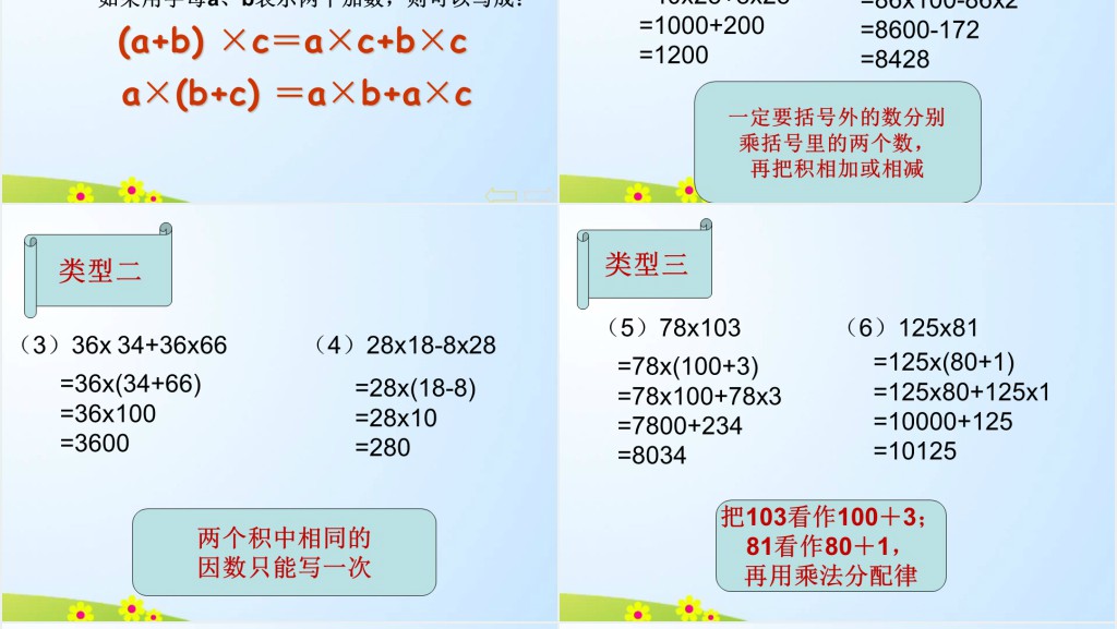小学数学乘法分配率PPT课件 小学数学乘法分配率PPT课件