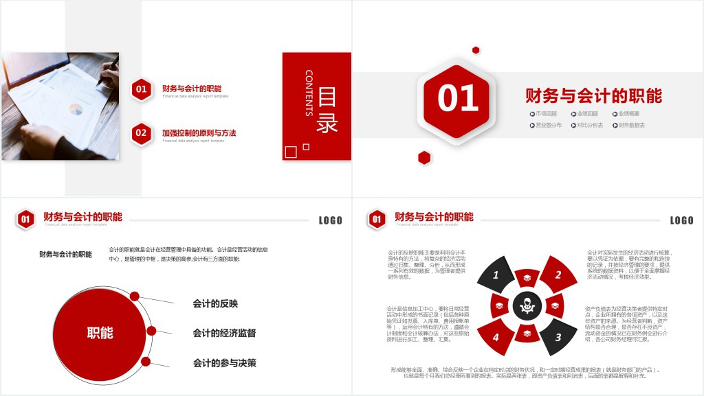 会计财务管理培训财务汇报红色简约商务PPT模板