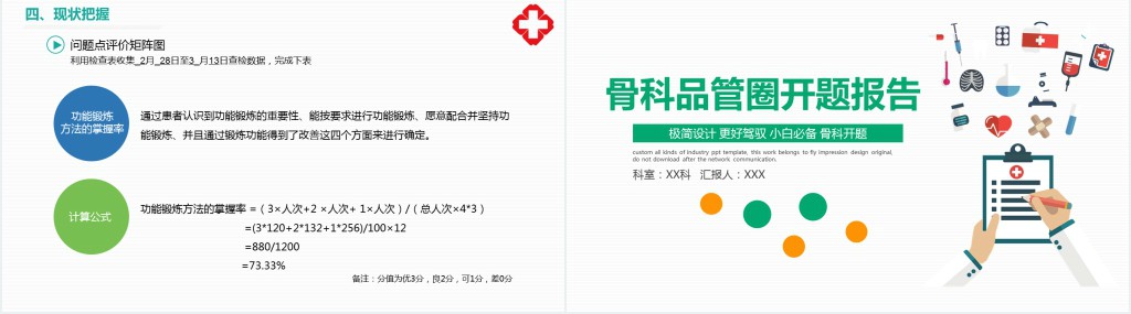 骨科品管圈开题报告PPT个性清新开题报告必备PPT