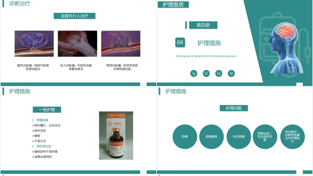 颅内动脉瘤患者护理查房PPT模板 颅内动脉瘤患者护理查房PPT模板