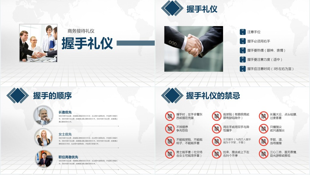新员工商务礼仪规定内容培训PPT模板 新员工商务礼仪规定内容培训PPT模板
