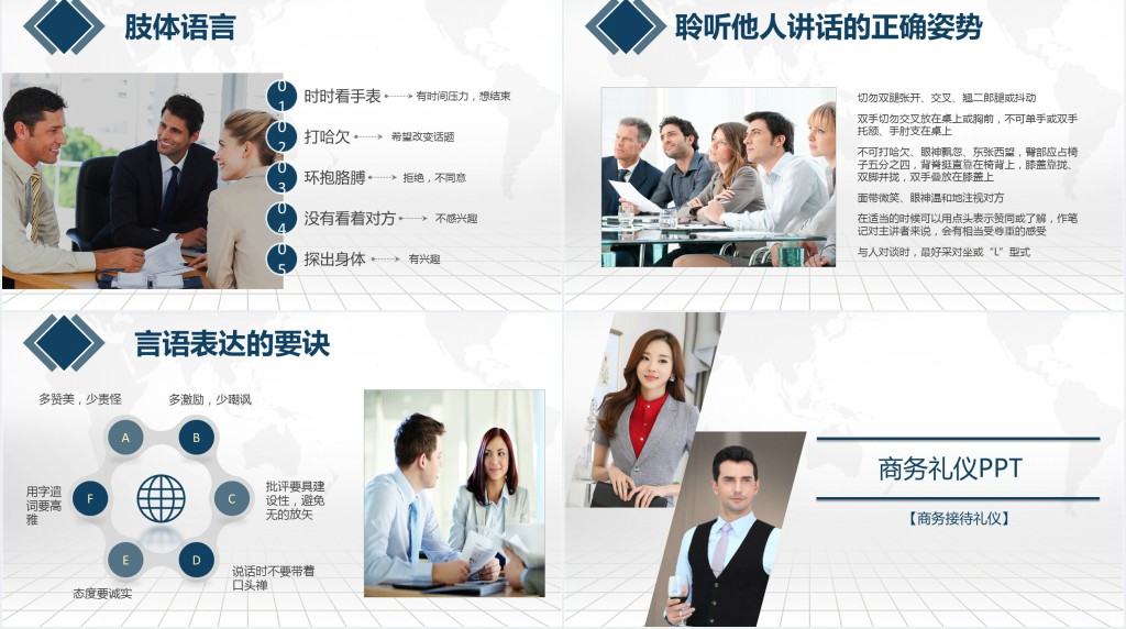 新员工商务礼仪规定内容培训PPT模板 新员工商务礼仪规定内容培训PPT模板