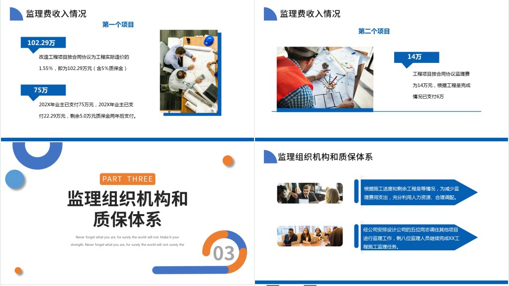 监理述职报告PPT简约商务风监理工作汇报工作述职报告课件模板