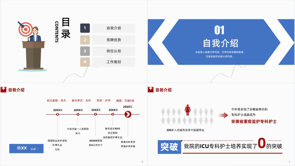 后备护士长竞聘申请PPT模板 后备护士长竞聘申请PPT模板