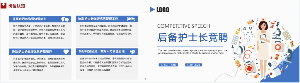 后备护士长竞聘申请PPT模板 后备护士长竞聘申请PPT模板