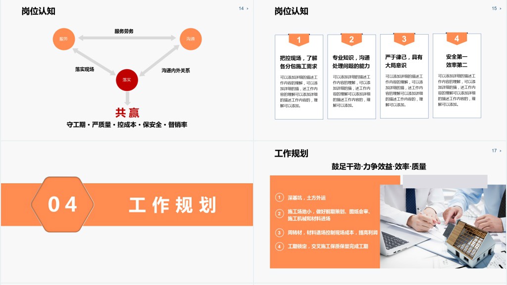 生产经理竞聘PPT亮橙色极简风中层干部个人简介竞聘优势报告模板