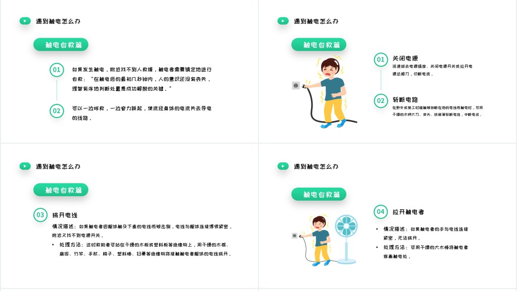 清新卡通风用电安全教育宣传主题班会PPT课件