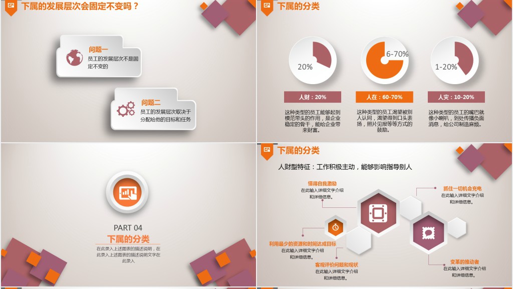 橙色红色微立体领导与领导力培训简约大气商务PPT模板