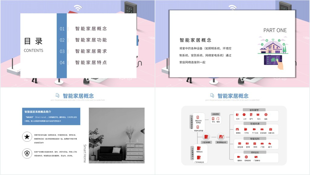 智能家居可行性分析报告PPT2.5D扁平化立体设计方案模板