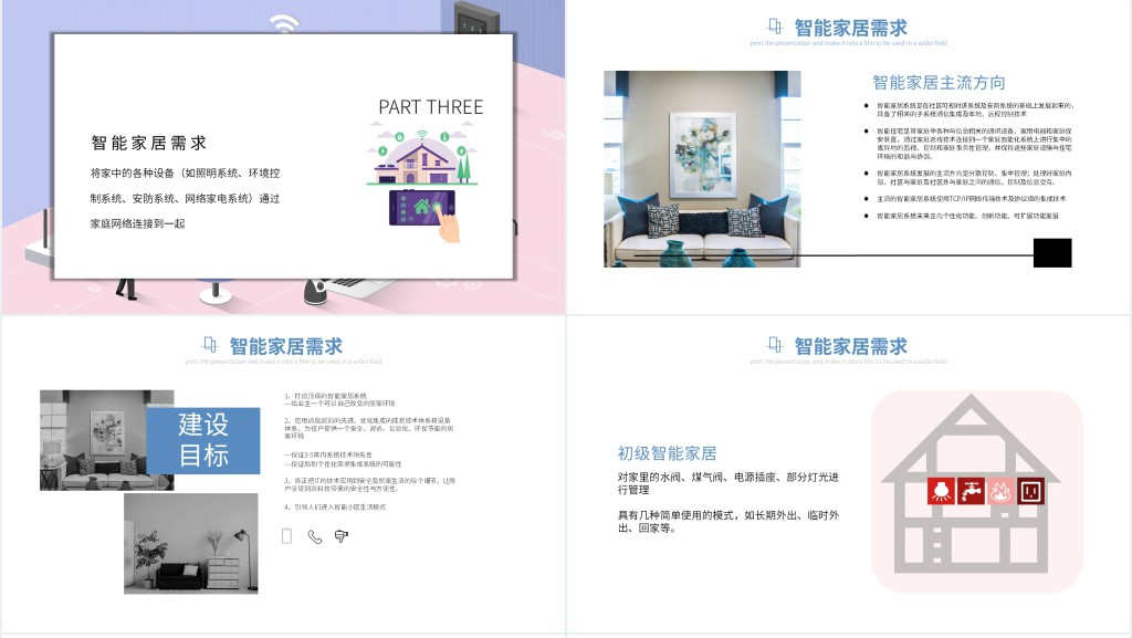 智能家居可行性分析报告PPT2.5D扁平化立体设计方案模板