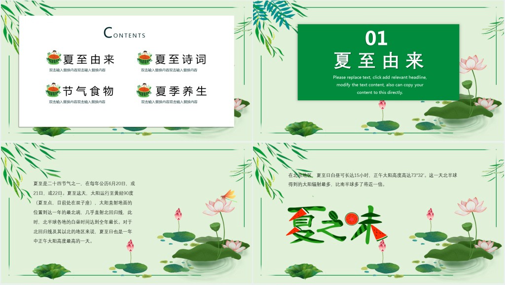 夏至知识普及PPT模板