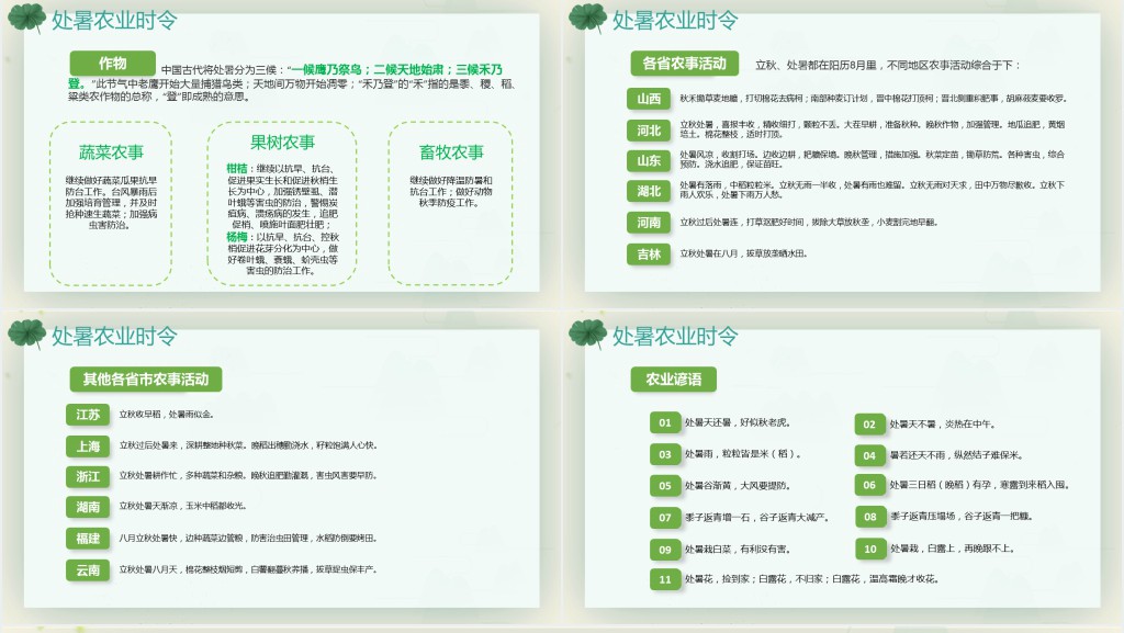 处暑节气知识科普PPT模板