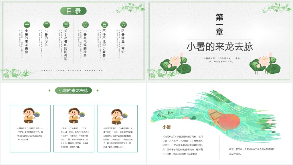 小暑的来龙去脉介绍PPT模板 小暑的来龙去脉介绍PPT模板
