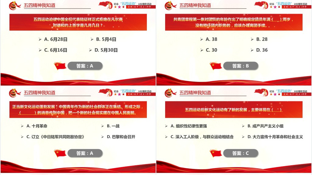 弘扬五四精神102周年五四青年团员PPT党课 弘扬五四精神102周年五四青年团员PPT党课