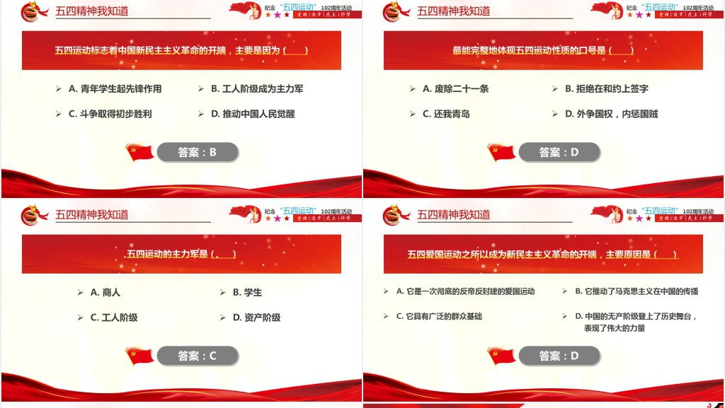 弘扬五四精神102周年五四青年团员PPT党课 弘扬五四精神102周年五四青年团员PPT党课