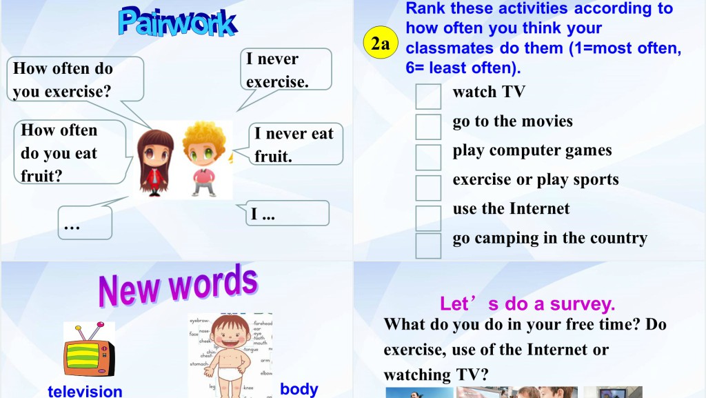 How often do you exercise英语PPT课件 How often do you exercise英语PPT课件