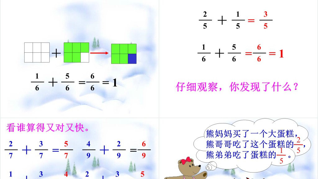 小学数学第五册分数的简单计算PPT课件 小学数学第五册分数的简单计算PPT课件