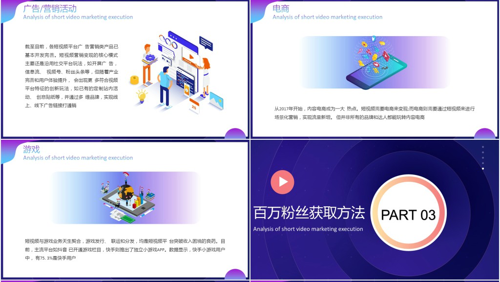 蓝色渐变短视频营销执行解析PPT