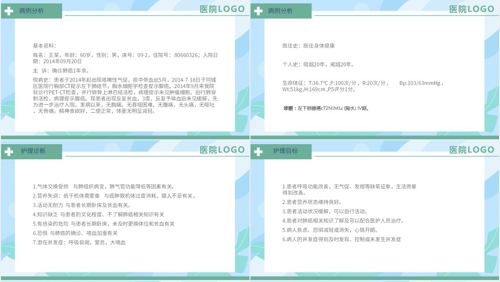 肺癌患者护理查房PPT模板 肺癌患者护理查房PPT模板