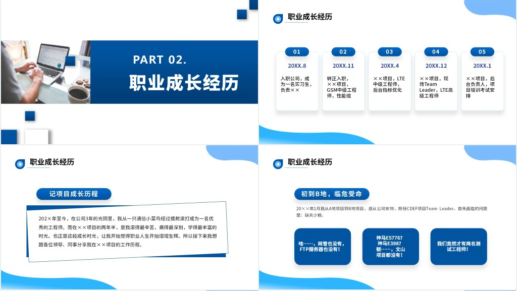 优秀员工竞选PPT蓝色简约商务风企业员工工作述职报告工作总结模板